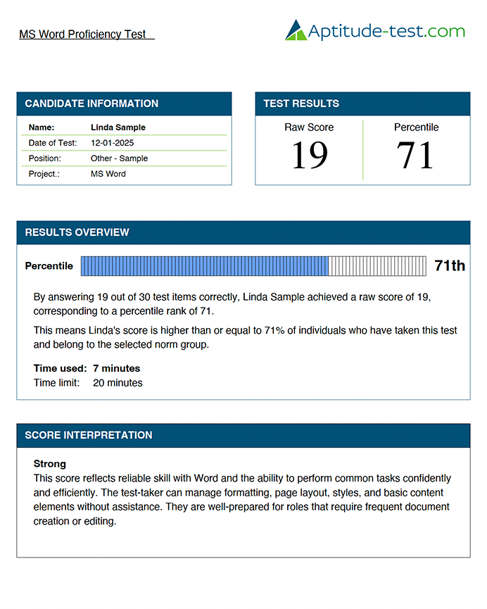 MS Words Test Report